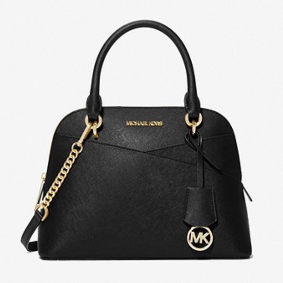 Michael Kors Jet Set Travel Medium Dome Satchel Crossbody Black - Picture 1 of 12